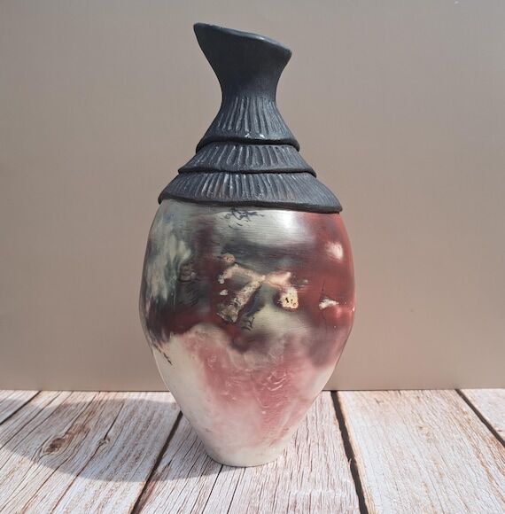 Handcrafted Barrel fired Vase with Natural Im...