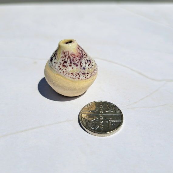 Handmade miniature ceramic vase in white and ...