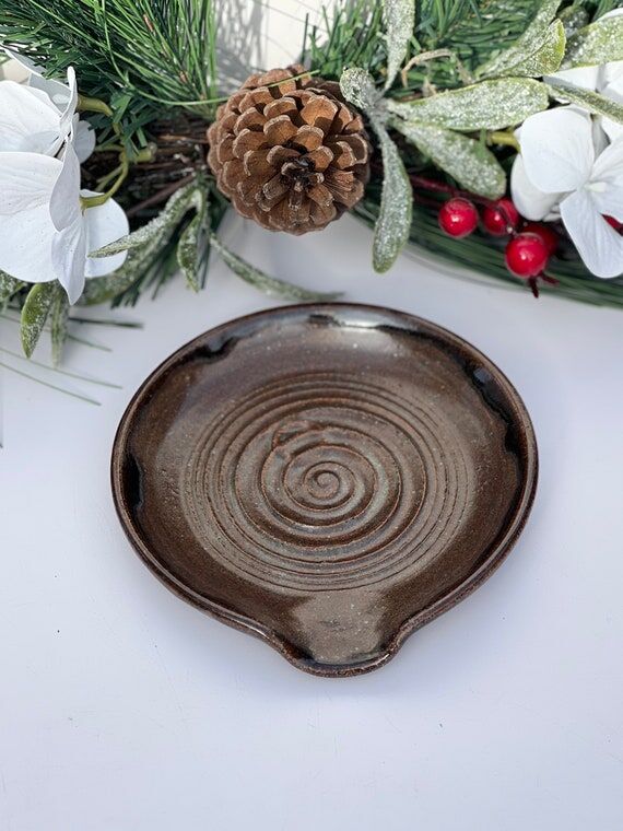 Handmade Ceramic Spoon rest, White Dish, Boho...
