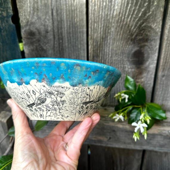 surprise bird bowl, decorative pottery bowl, ...