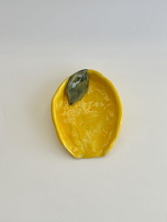Handmade Ceramic Lemon Spoon Rest, Lemon Spoo...