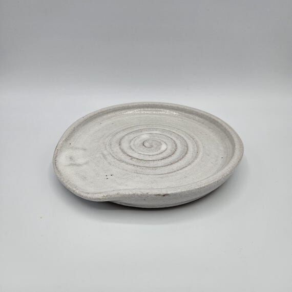 Spoon Rest | Handmade Red Clay Ceramic | Whit...