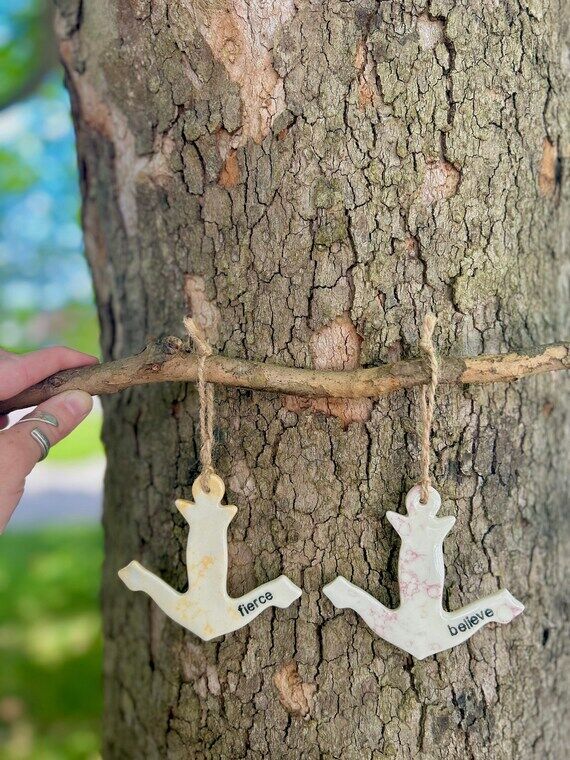 Ceramic Anchor Ornaments // Handmade Anchor O...