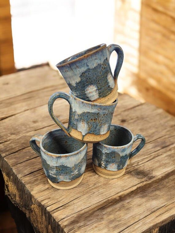 Blue Moon Ceramic Mug, Handmade Pottery, Rock...