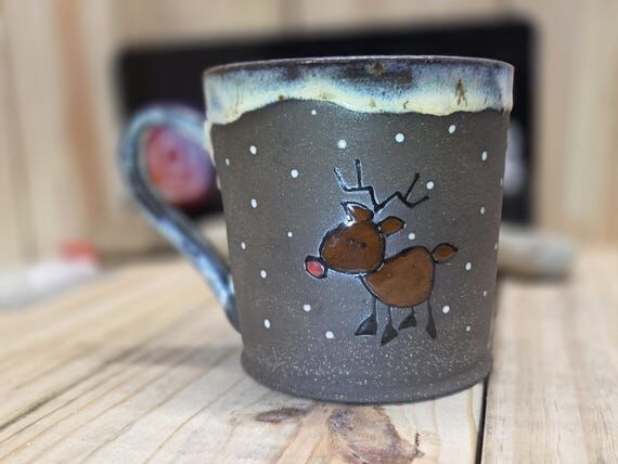 RUDOLPH the Red Nosed REINDEER MUG Handmade C...