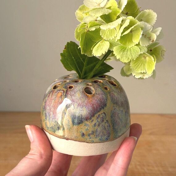 Handmade ceramic ikebana vase, floral arrange...