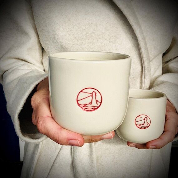 Handmade Pottery Company Logo Mugs: Custom Ce...