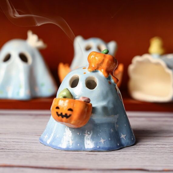 Cute Halloween Ghost Figurine Candle Holder H...
