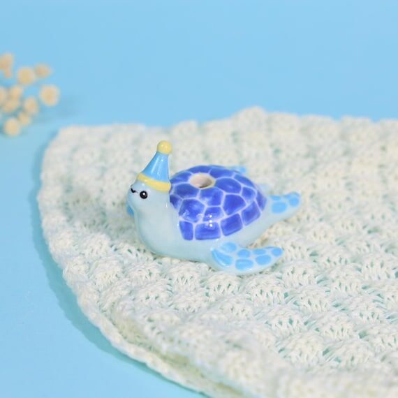 Dreamy Blue Sea Turtle Cake Topper Glossy Cer...