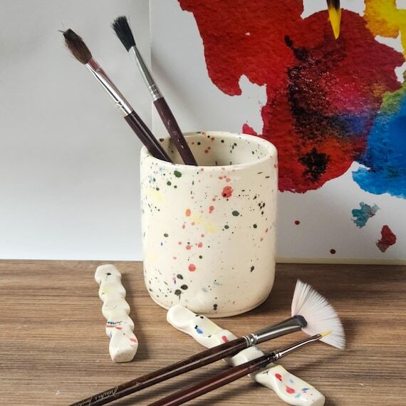 Paint Brush Rest or Brush Holder, Handmade Po...