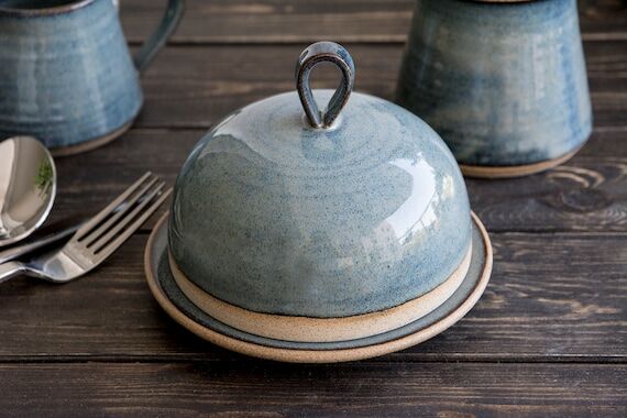 Handmade Ceramic Butter Dish with Lid, Rustic...