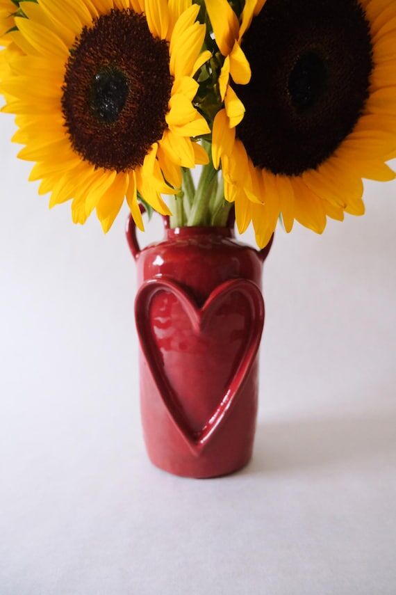 SECONDS SALE // Heart vase in Cherry Red // h...
