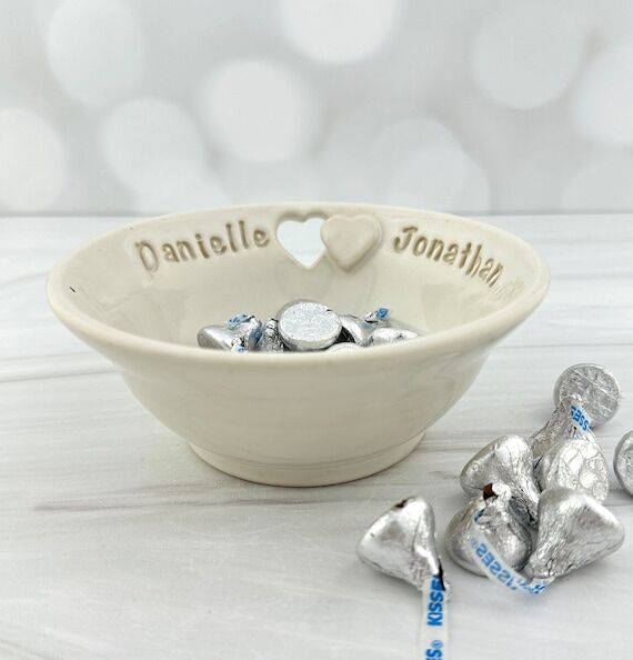 Personalized wedding bowl, pottery anniversar...